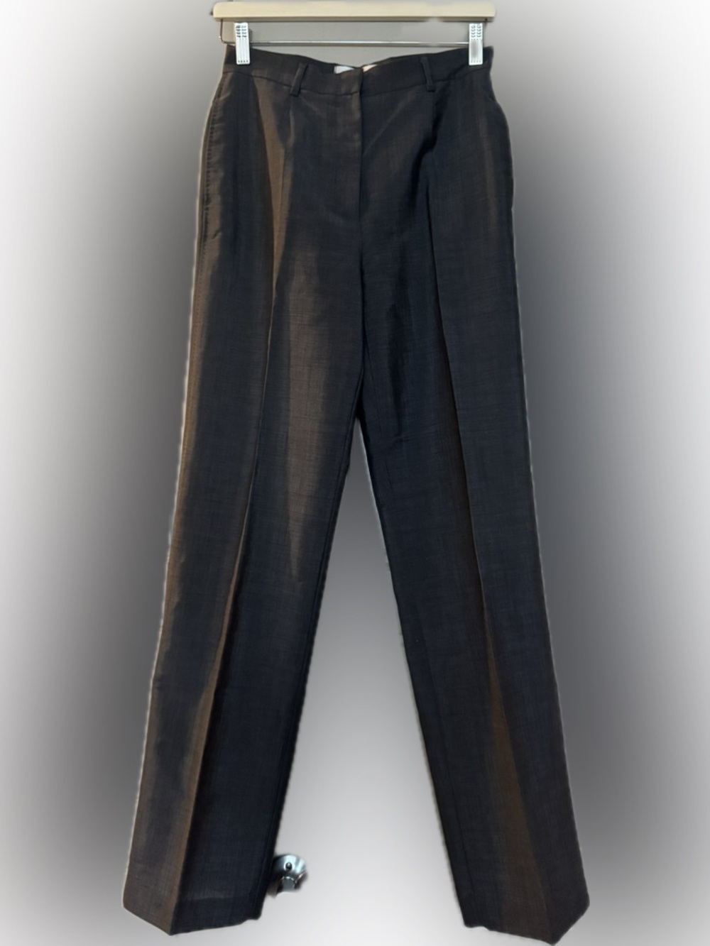 MaxMara Dark Charcoal Straight-Leg Dress Pants
